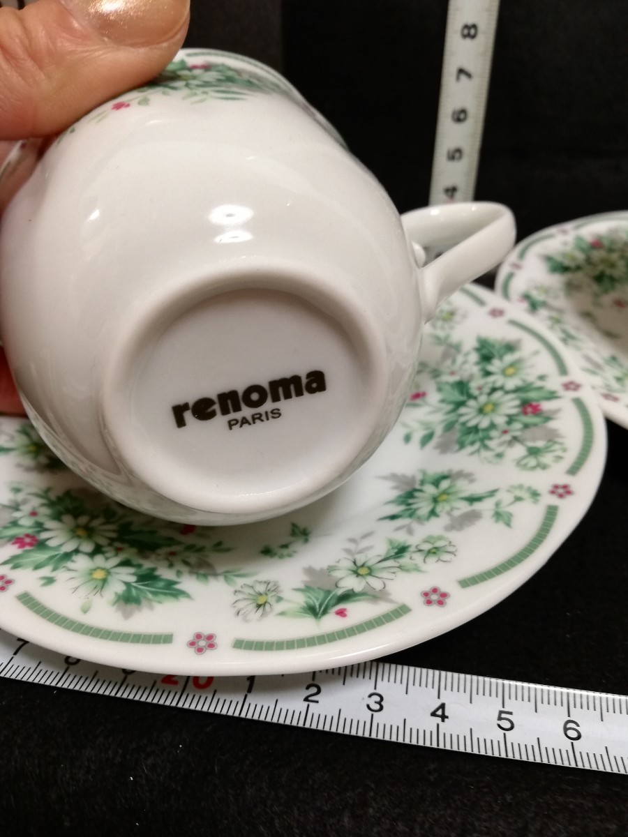 CS12114.【未使用】renoma レノマ　カップ ソーサー　ペア 2客 花柄 洋食器 箱付き/80_画像4