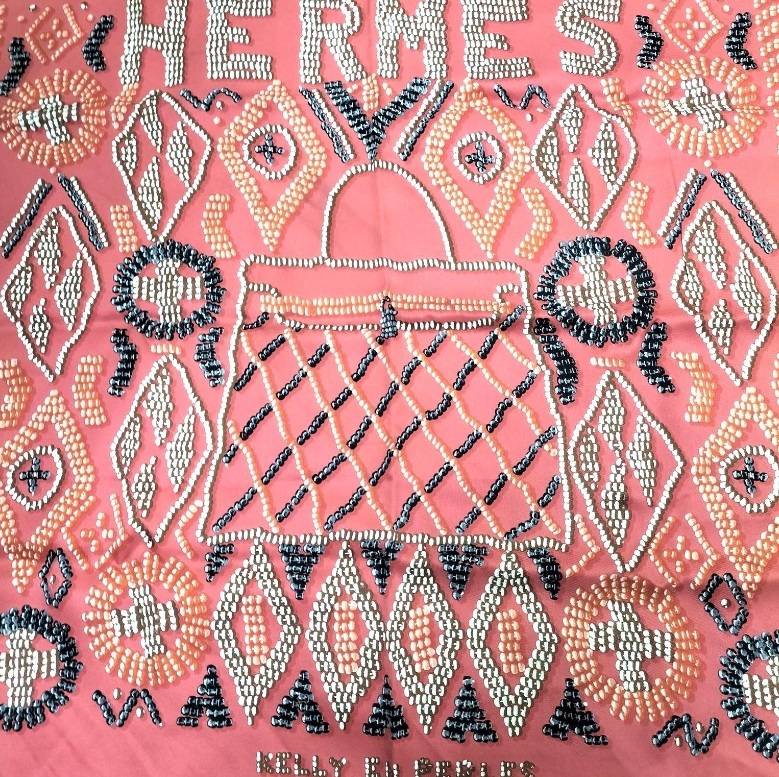 【中古】813 HERMES エルメス カレ70 KELLY EN PERLES 真珠でできているケリー スカーフ _画像3