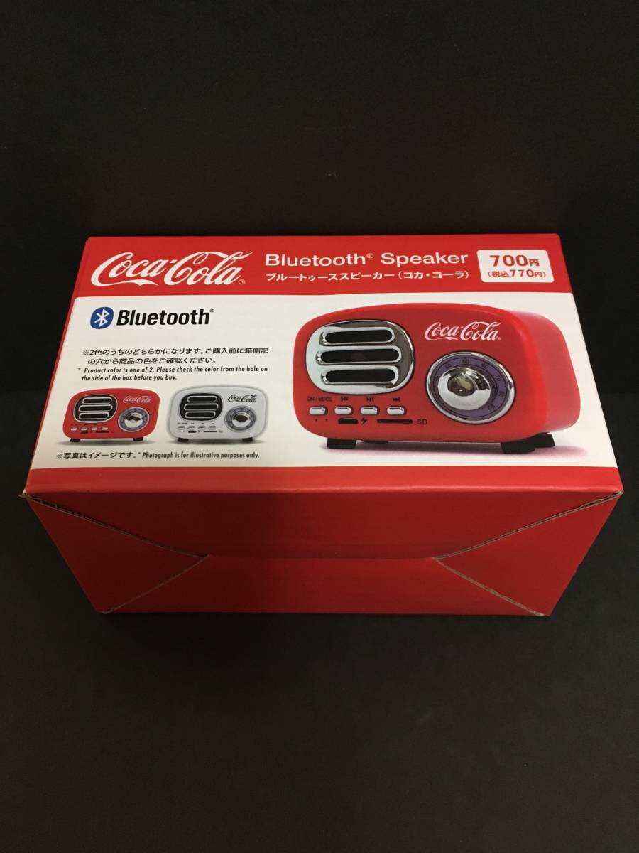 DAISO/ダイソー　Bluetoothスピーカー☆彡　レトロタイプ　コカ・コーラ　ホワイト☆　USB充電コード付　新品未開封品_表面