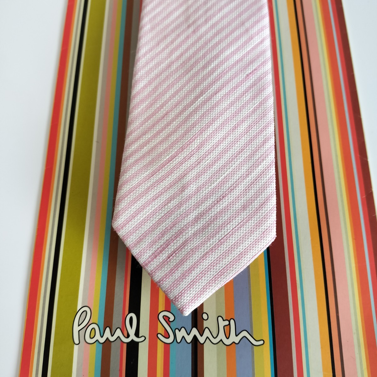 Paul Smith（ポールスミス）ピンク白ストライプネクタイ_画像4