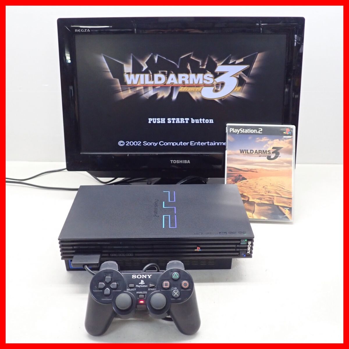 動作品 PS2 プレステ2 本体 SCPH-50000 ミッドナイト・ブラック + ワイルドアームズ アドヴァンスドサード まとめてセット SONY ソニー【20_画像1