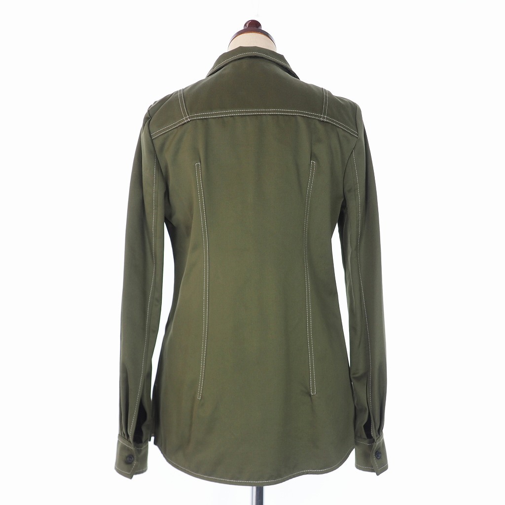 未使用品 マルニ MARNI 20SS L/S POLO NECK SHIRT ワーク シャツジャケット 長袖 38 オリーブ 緑 CAMA0277A0 国内正規 レディースの画像2