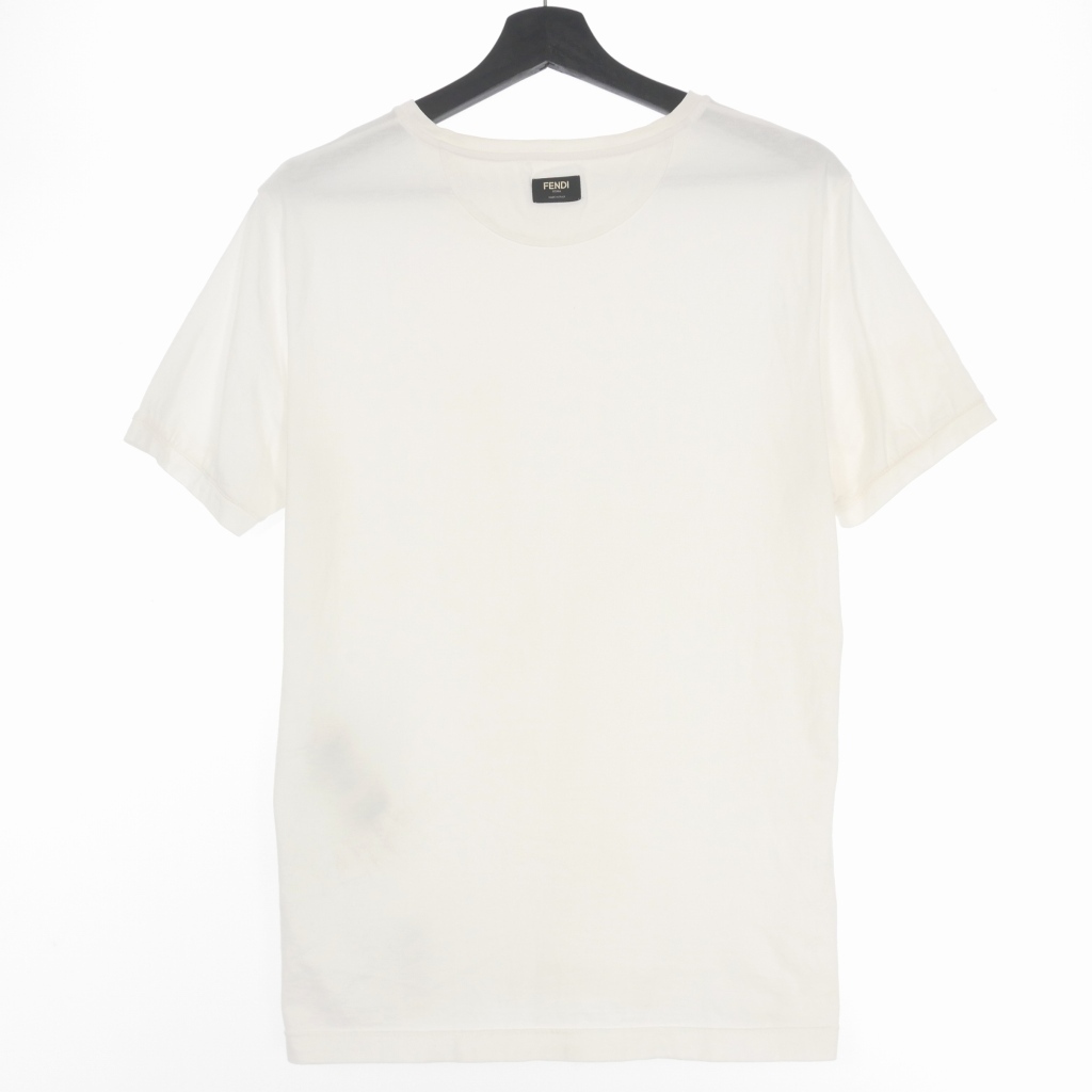 フェンディ FENDI 21AW LABEL JERSEY Tシャツ カットソー ロゴ刺繍 半袖 L ホワイト 白 FY0894 AAOH 国内正規 メンズの画像2