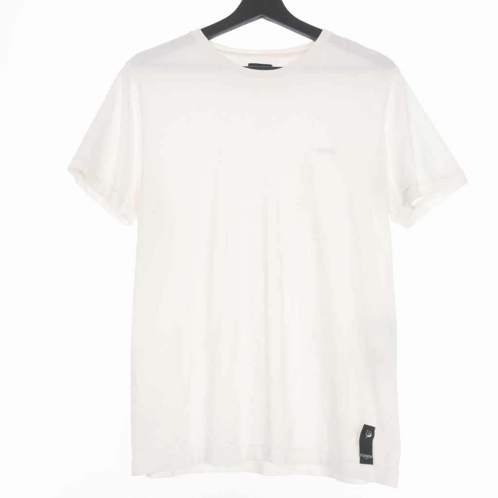 フェンディ FENDI 21AW LABEL JERSEY Tシャツ カットソー ロゴ刺繍 半袖 L ホワイト 白 FY0894 AAOH 国内正規 メンズの画像1