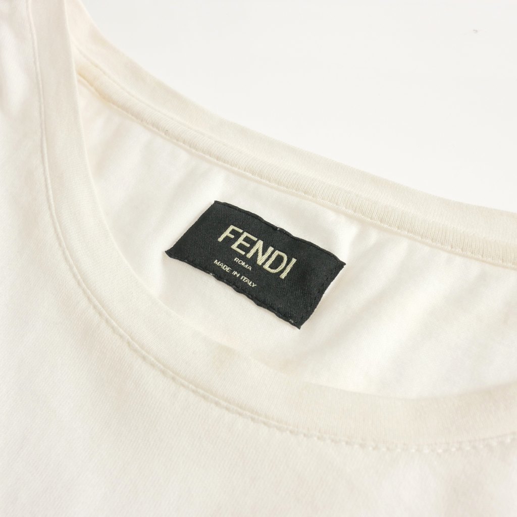 フェンディ FENDI 21AW LABEL JERSEY Tシャツ カットソー ロゴ刺繍 半袖 L ホワイト 白 FY0894 AAOH 国内正規 メンズの画像4