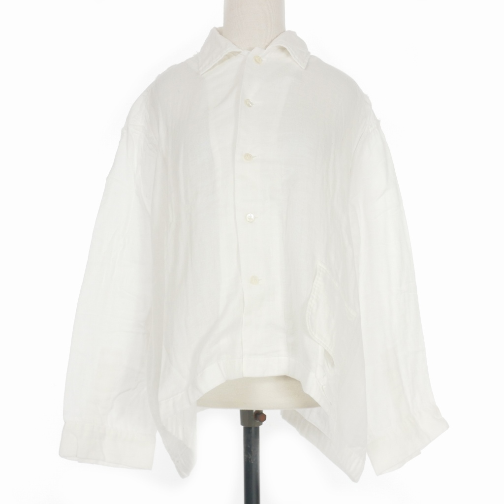 ワイズ Y's ヨウジヤマモト コットンガーゼ ロングスリーブシャツ ブラウス 長袖 2 ホワイト 白 YP-B40-024 レディース