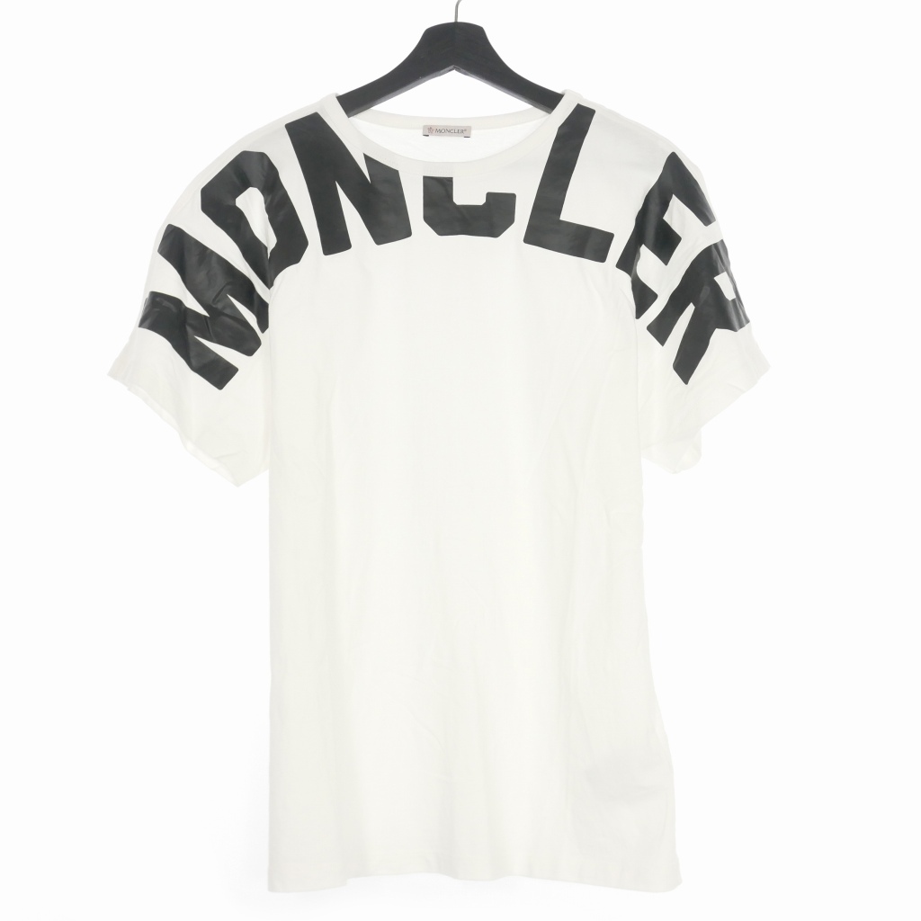 モンクレール MONCLER ロゴプリント Tシャツ カットソー 半袖 M ホワイト 白 F10938C70710 国内正規 レディース