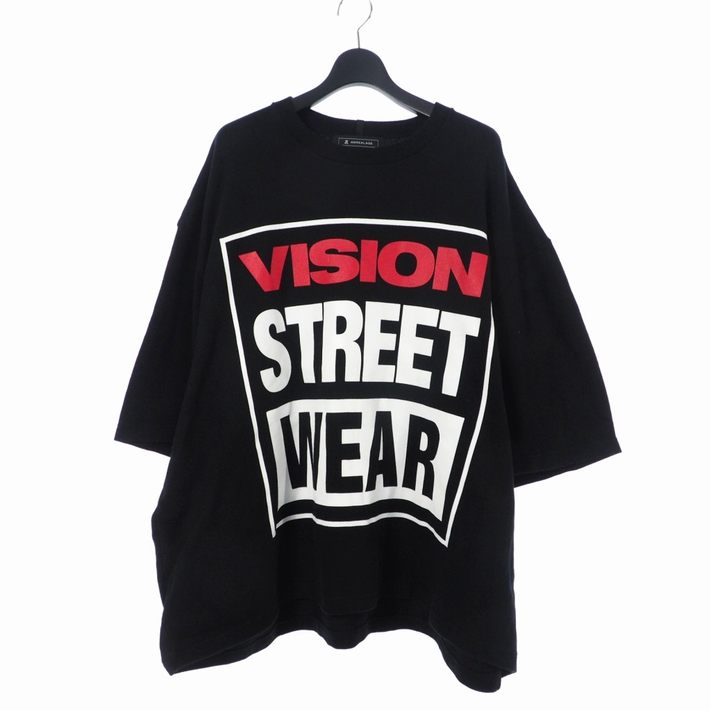 アンリアレイジ ANREALAGE ヴィジョンストリートウェア VISION STREET WEAR ZOOM UP T-SHIRT Tシャツ 半袖 プリントロゴ L 黒 1305720_画像1