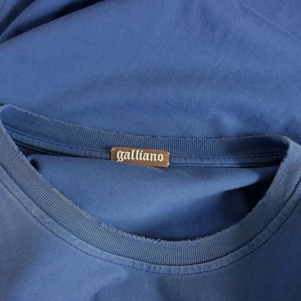 ジョンガリアーノ JOHN GALLIANO ダメージ加工 クルーネックTシャツ カットソー 半袖 S ブルー 青 6R2758 メンズ_画像6