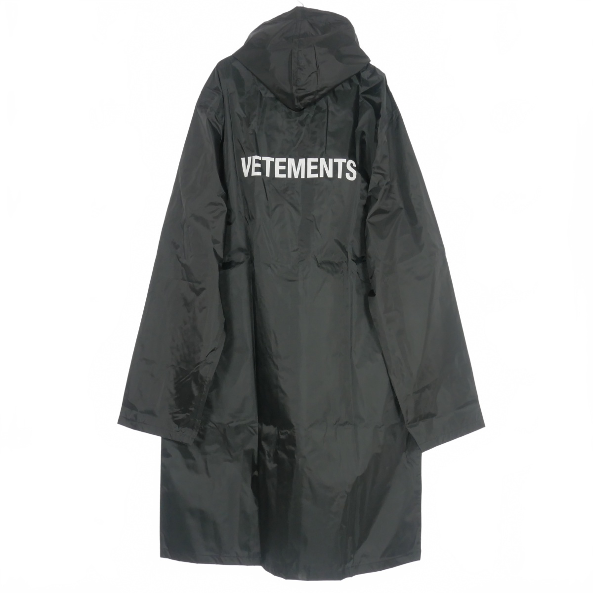 ヴェトモン ベトモン VETEMENTS 2016 Oversized hooded raincoat オーバーサイズ ロゴ レインコート F ブラック 黒 SS16CO4 レディース