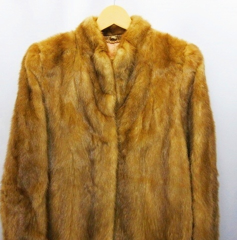 ミンク ファー 毛皮 コート ジャケット ベージュ 11号 M-Lサイズ相当 レディース_画像3