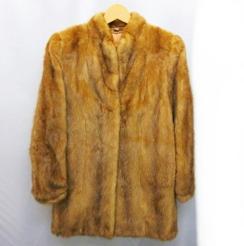 ミンク ファー 毛皮 コート ジャケット ベージュ 11号 M-Lサイズ相当 レディース_画像1