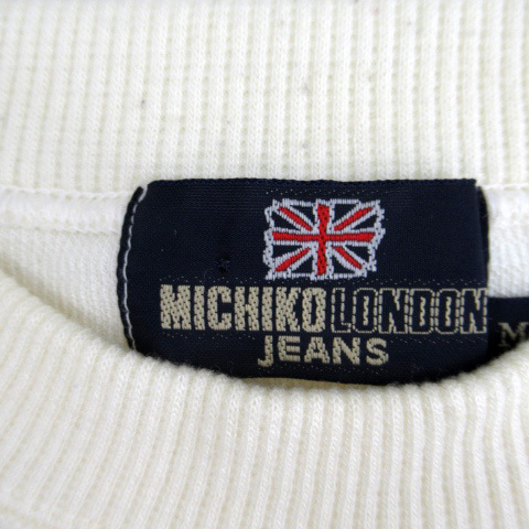 ミチコロンドン MICHIKO LONDON JEANS ニット セーター 長袖 クルーネック 刺繍 M 白 ホワイト /SM16 レディース_画像4