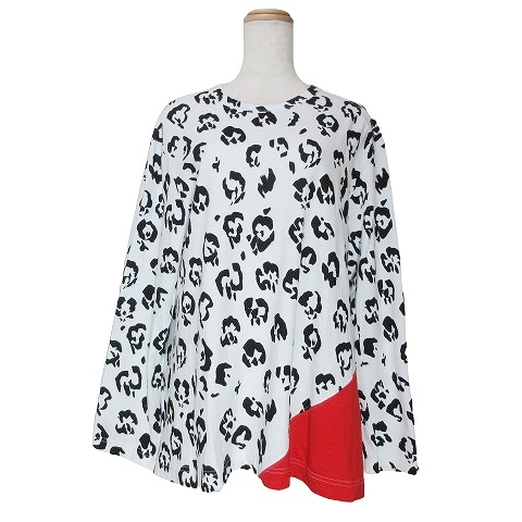  Comme des Garcons 23SS com com Leopard long sleeve cut and sewn RK-T009 AD2022 beautiful goods Rosie McGuinness switch total pattern S white black red 