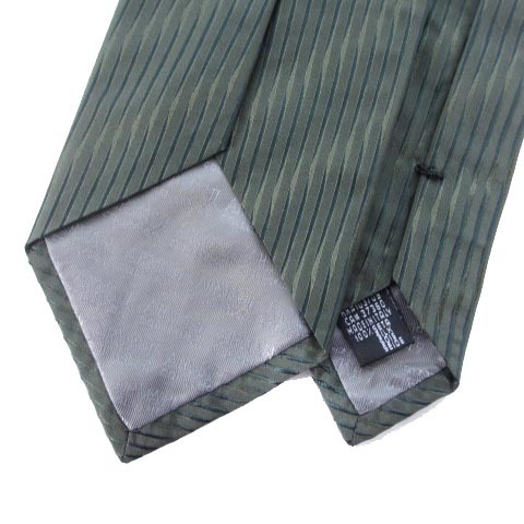 アルマーニ コレツィオーニ ARMANI COLLEZIONI ネクタイ レギュラータイ ストライプ シルク100％ グリーン 緑 ■GY22 メンズ_画像3
