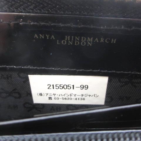  Anya Hindmarch ANYA HINDMARCH long wallet wallet round fastener tassel ribbon motif PVC black black #GY18 lady's 