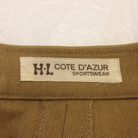 H.L COTE D’AZUR ノーカラージャケット 長袖 ハーフ丈 ジップアップ ベージュ 9 *T487 レディース_画像3