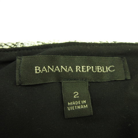 バナナリパブリック BANANA REPUBLIC ワンピース 五分袖 ひざ丈 ツイード ストレッチ オフホワイト 白 2 *T515 レディース_画像3