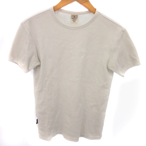 アヴィレックス AVIREX Tシャツ 半袖 サーマル リブ ロゴ プリント コットン 白 ホワイト S トップス ■GY01 メンズ_画像1