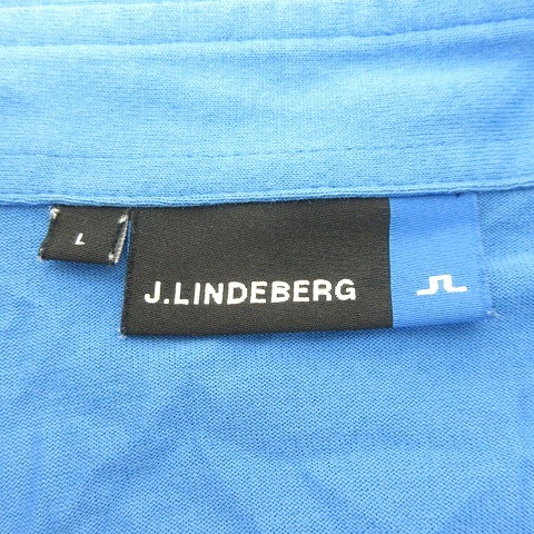 ジェイリンドバーグ J.LINDEBERG ポロシャツ カットソー 半袖 ロゴ 刺繍 青 ブルー L メンズ_画像5