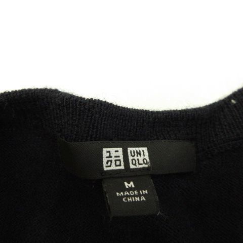 ユニクロ UNIQLO エクストラファインメリノクルーネックセーター 長袖 紺 M *A270 レディース_画像3