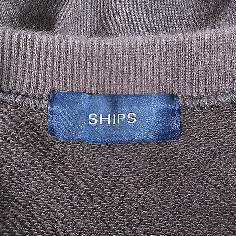  Ships SHIPS sweatshirt sweat long sleeve crew neck thin cotton plain ONE charcoal gray tops /BT lady's 