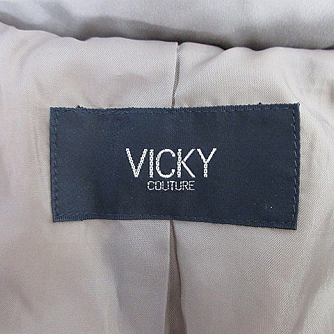  Vicky VICKY coat down long sleeve long Zip up belt thick plain 1 tea Brown outer /BT lady's 