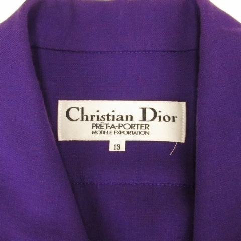 クリスチャンディオール Christian Dior 90's ヴィンテージ セットアップ ダブルブレスト ジャケット スカート ひざ丈 パープル 13 レディ_画像9