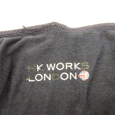 エイチケーワークスロンドン HK WORKS LONDON カットソー ハイネック 長袖 ストレッチ 紺 M *A296 レディース_画像3