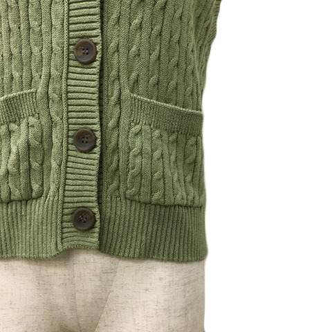  Moussy moussy the best gilet knitted V neck plain linen. cable braided no sleeve F green green lady's 