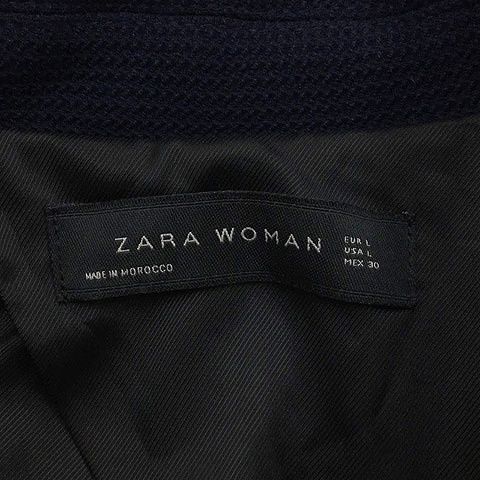 ザラウーマン ZARA WOMAN ジャケット テーラード シングル 肩パット センターベント 無地 長袖 L 紺 ネイビー レディース_画像5