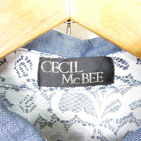 セシルマクビー CECIL McBEE ダンガリーシャツ デニム シャツ 長袖 綿 ライトブルー kz6685 レディース_画像4