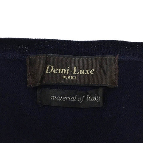 デミルクス ビームス Demi-Luxe BEAMS セーター ニット プルオーバー クルーネック 無地 ウール 長袖 紺 ネイビー レディース_画像5