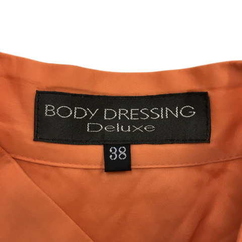 ボディドレッシングデラックス BODY DRESSING Deluxe シャツ ブラウス スタンドカラー ロールアップ サテン 光沢 無地 七分袖 38 オレンジ_画像5
