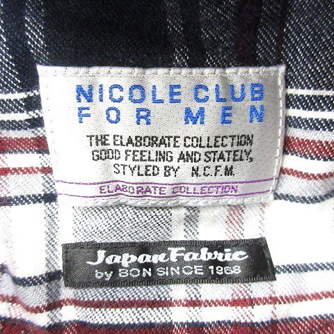 ニコルクラブフォーメン NICOLE CLUB FOR MEN ネルシャツ チェック 長袖 46 紺 ネイビー /MN メンズ_画像5