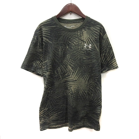 アンダーアーマー UNDER ARMOUR Tシャツ カットソー 半袖 総柄 LG 緑 カーキ /YI メンズ_画像1