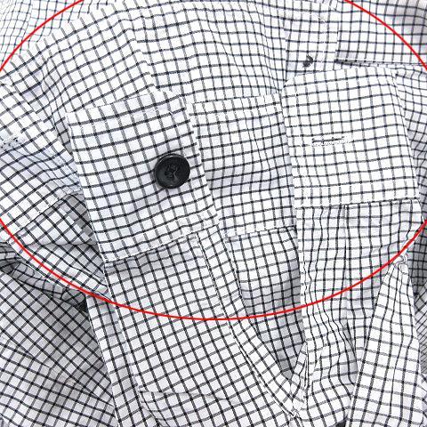 ハレ HARE シャツジャケット テーラードカラー チェック S 白 ホワイト /AU メンズ_画像6