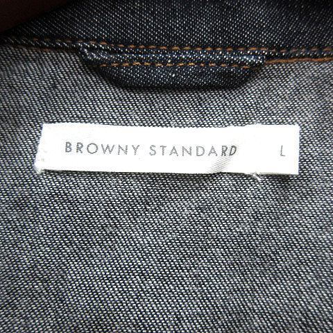 ブラウニー BROWNY STANDARD シャンブレーシャツ ステンカラー 長袖 L 紺 ネイビー /AU メンズ_画像5