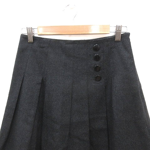 k Miki .k Kumikyoku KUMIKYOKU pleated skirt knee height wool 2 charcoal gray /MS lady's 