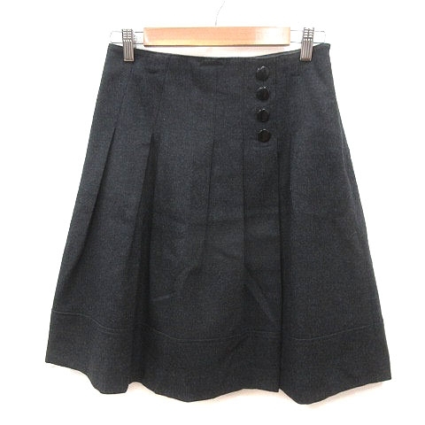 k Miki .k Kumikyoku KUMIKYOKU pleated skirt knee height wool 2 charcoal gray /MS lady's 