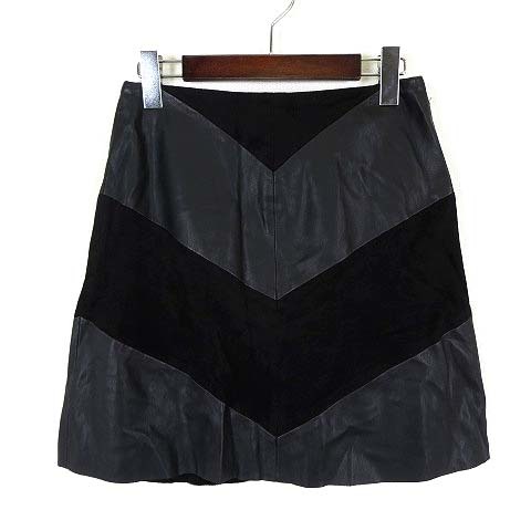 ザラ ベーシック ZARA BASIC スカート ミニスカート フレア 異素材 切り替え XS 黒 ブラック 小さいサイズ レディース_画像1