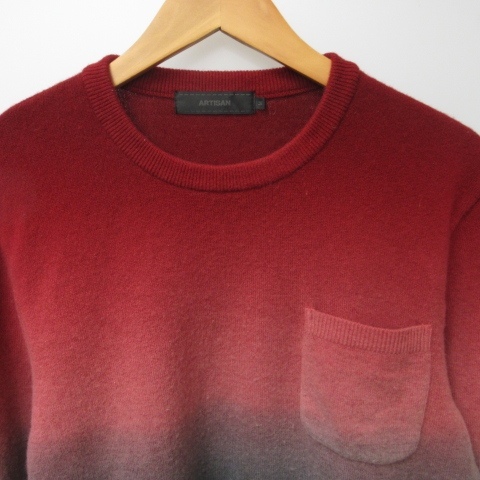 aruchi The nARTISAN близко год модели 59-86KI10 градация вязаный свитер кашемир . длинный рукав красный чёрный серый M 1204 мужской 