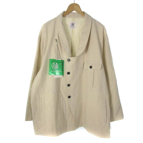 未使用品 ダレニモ DARENIMO 22SS タグ付き 22Q1-O02 Safari Shawl Collar Jacket ジャケット コットン リネン アイボリー 2 メンズ
