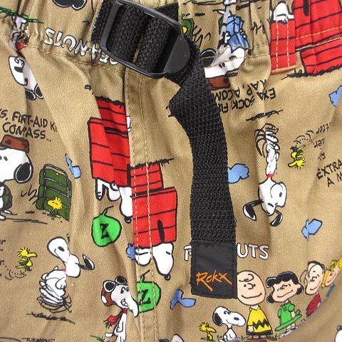 ロックス ROKX ×ピーナッツ PEANUTS ショートパンツ ハーフ スヌーピー 総柄 コットン ベージュ S ■GY01 メンズ_画像3