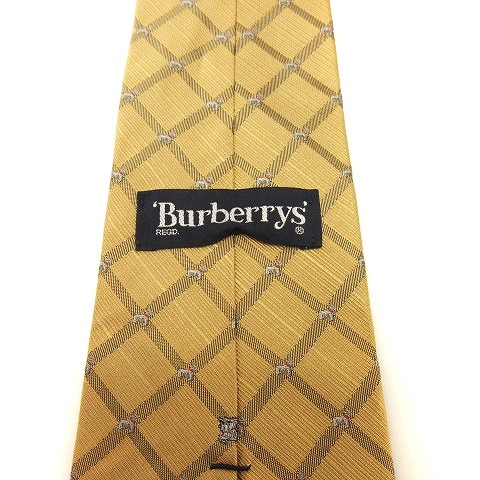 バーバリーズ Burberrys ネクタイ ロゴ ホース チェック 総柄 シルク100％ 黄 イエロー 黒 ブラック ■GY11_画像4