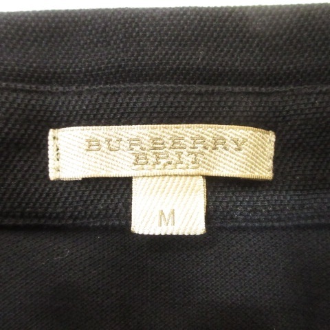 バーバリーブリット BURBERRY BRIT 美品 ポロシャツ 半袖 カットソー 韓国ライセンス ノバチェック M 黒 ブラック IBO45 レディースの画像9