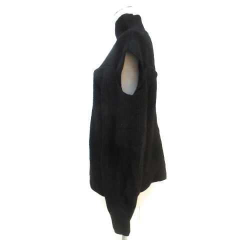  Heather Heather ребра вязаный свитер длинный рукав с высоким воротником плечо .. открытый плечо одноцветный F чёрный черный /FF14 женский 