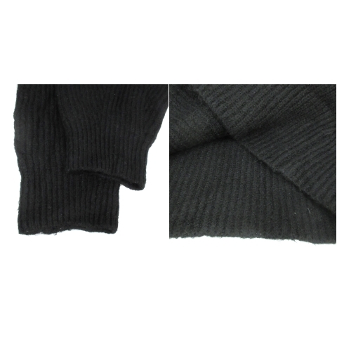  Heather Heather ребра вязаный свитер длинный рукав с высоким воротником плечо .. открытый плечо одноцветный F чёрный черный /FF14 женский 