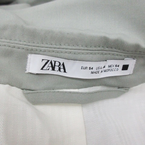 ザラ ZARA テーラードジャケット ミドル丈 ダブルボタン 総裏地 大きいサイズ 54 ミントグリーン /YM34 メンズ_画像5