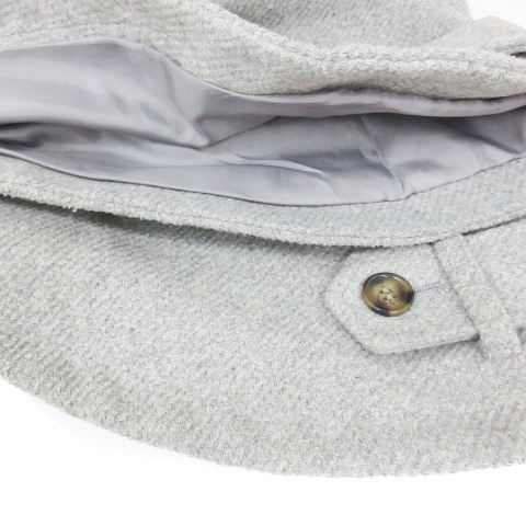  Olive des Olive coat poncho short round color do Le Mans sleeve double button fake fur M. gray lady's 